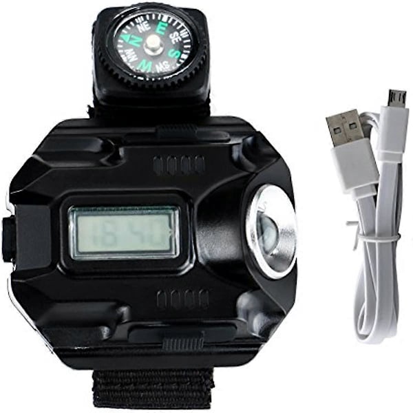 enjoydeal Taktisk CREE LED 1000 Lm Display Oppladbar Armbåndsur Lommelykt