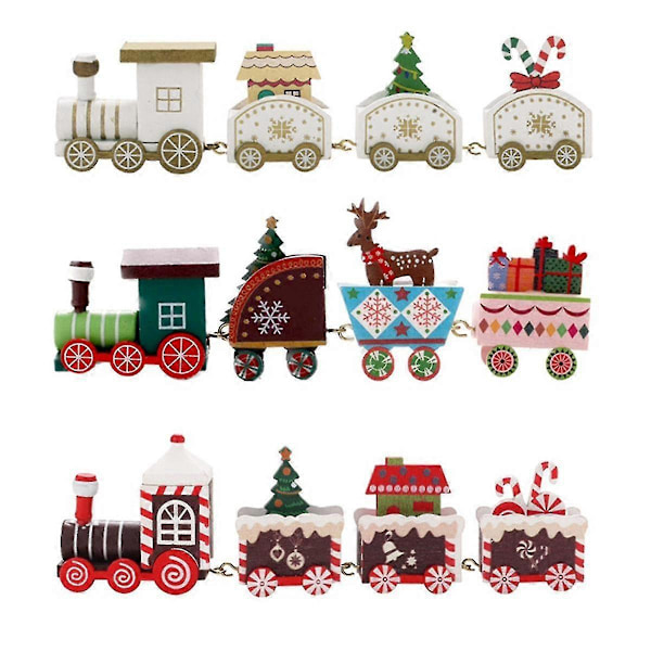 Juletrepynt Skrivebord Julepynt Tog i Tre Festlig Ornament Santa- Hjem Julegave Dekor