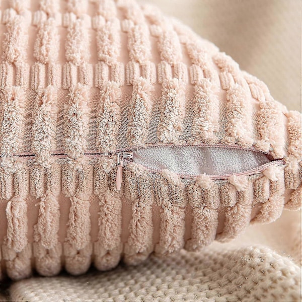 Pakke med 2 Corduroy Dekorative Pyntepudebetræk 30x50 cm Bløde Boho Stribede Pudebetræk Moderne Boligindretning til Sofa Stue Couch Seng Pink