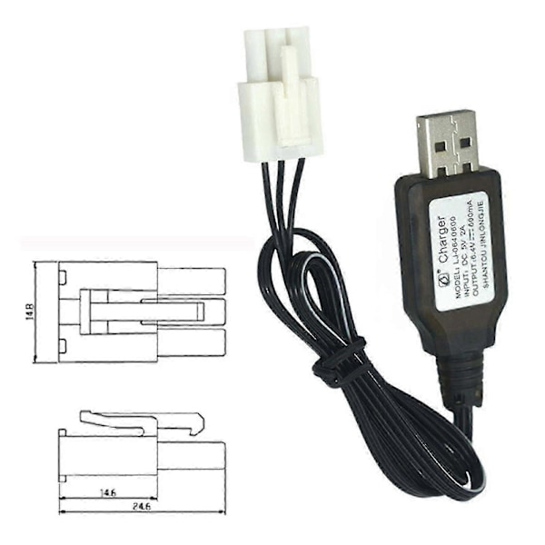 600mA 6.4V USB-latauskaapeli EL4.5-3P pistoke P-to-R RC-autolle, kuorma-autolle, pikaveneelle Jy-QH Edition d