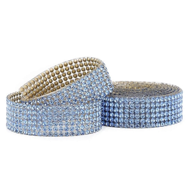 1m Strass Kristall Glas Mesh Band Stryk På Applikation Bröllopsklänning Skor Trim (Blå)