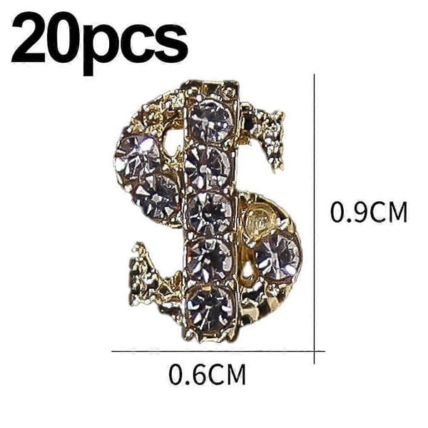 Sølv Dollar-Tegn Neglepynt for Negle Luksus Pengesymbol Negle 3D Pynt