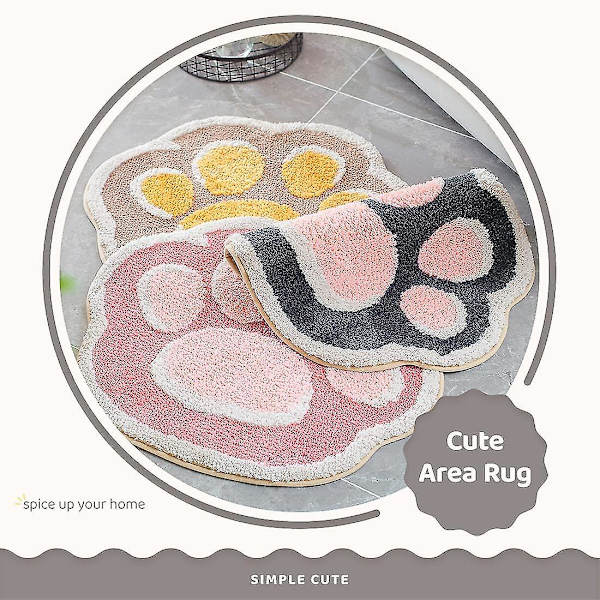 Tflycq 19,6" X 24,4" Cat Paw kylpymatto Kylpyhuonematto Kylpymatto Liukumaton Pehmeä Suihkumatto Pehmeä mikrokuituliina vettä imevät Paksut Shaggy Lattiamatot, Kone Grey