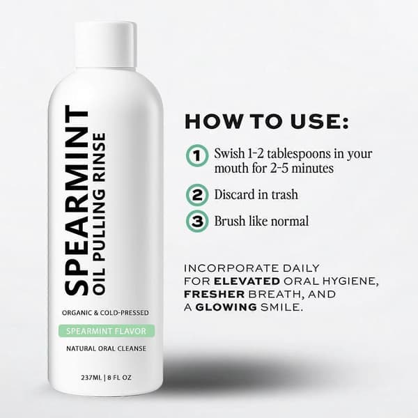 Grönmynta Oil Pull Rinse Pepparmyntsolja Munvatten 237ml