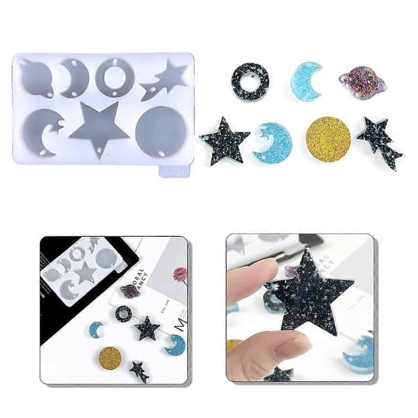 Nøglering Charms Silikoneforme Måne Epoxy Støbeform til DIY Smykkefremstilling