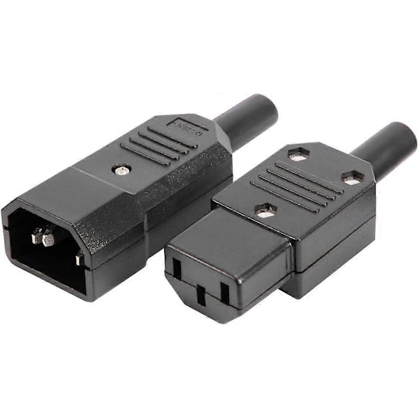 1 Par AC250V 10A IEC C14 Hane C13 Hona, 3 Stift Terminaler Inline Adapterkontakt Strömuttag