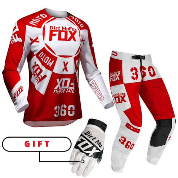 2022 Dirt MoFox MTB Jersey-housut Varusteet MX Combo Moottoripyörä Asuste Motocross Kilpailu Enduro Puku Miehet Off-road Moto Hanskat Sarjat Red1 XXLJersey 38 pants