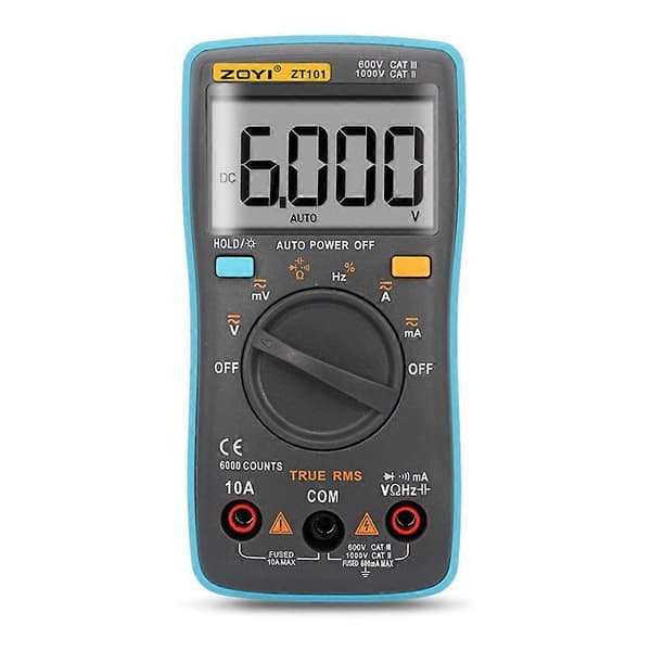 ZT101 Digitalt Multimeter Bakgrunnsbelysning A-C/D-C Amperemeter 6000 Teller A-C/D-C Amperemeter