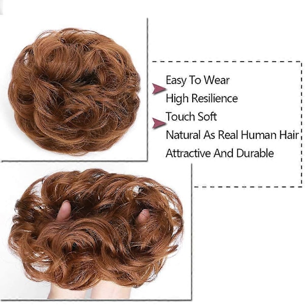 1 st Rufsigt Hårknut Hår Scrunchies Förlängning Lockigt Vågigt Rufsigt Syntetiskt Chignon för kvinnor Uppsatt Hårdel