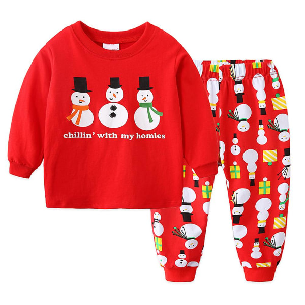 Jul barns pojkar och tjejer set jultopp + set hemkläder style 4 2-3 Years
