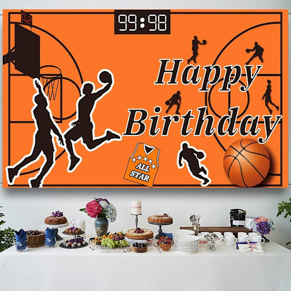 Basketball Tillykke med fødselsdagen Baggrund Banner Basketball Tema Fødselsdagsfest Dekoration Til Teenagere Børn Drenge Fotografering Baggrund All Star Slam Dunk Bas