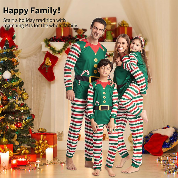 Familjematchande julrandig pyjamas Julpyjamas Casual Set Men XL