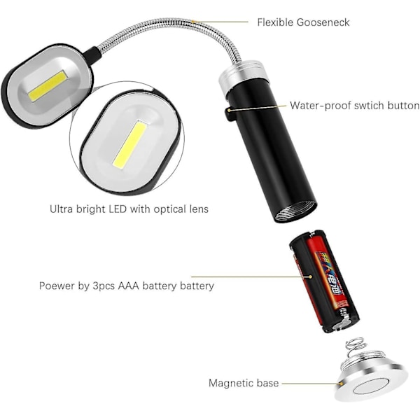 Grillivalo, 2 kpl LED-grillivalo Erittäin kirkas työvalo magneettijalustalla 360 asteen pyöritys Joustava säädettävä joutsenkaula grilliin, C