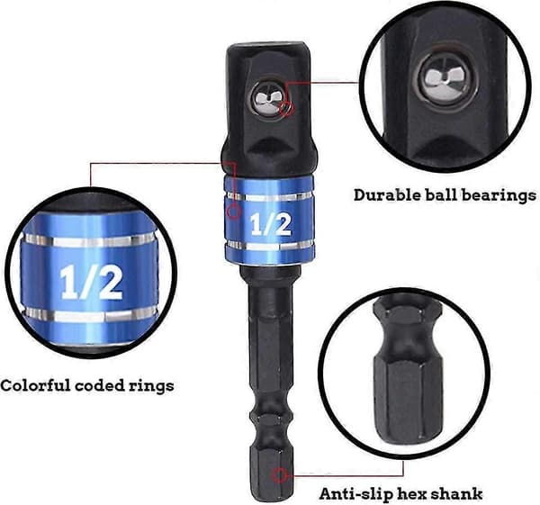 Socket Holder Adapter 1/4\" 3/8\" 1/2\" Socket Holder Adapter For Slagtrekker Socket Holder Adapter Slagtrekker Drill Driver Socket Sett Med Fargede Ex