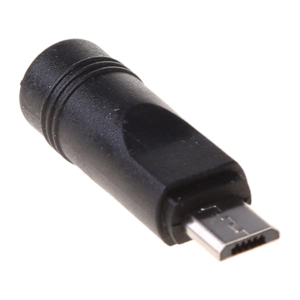 5 st 5,5x2,1 mm Hona Jack till Micro USB Hane Plugg för DC Strömkontakt Adapter