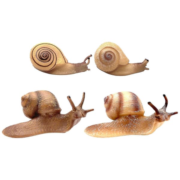 4 st Små Söta Djur Fe Plast Miniatyr Snigel Figurin Gåva Hem Barn