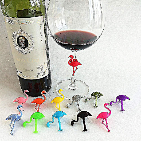 12 stk Silikon Glassmarkører Fest Vin Glassmarkør Flamingo Vin Glass Kjenner