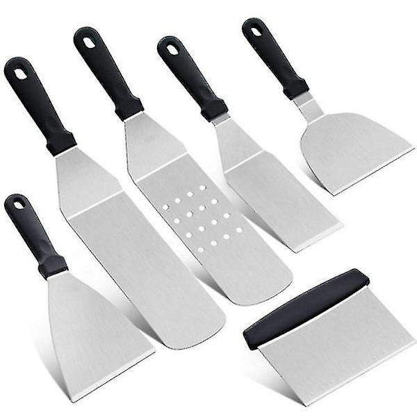 Grilltallrik Tillbehör Set Spatel Bestick Set Rostfritt stål Spatel 6 rum för interiör och utomhus
