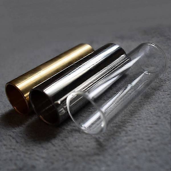 Gitarr Slide, Set med 1 Glas Slide, 1 Stål Slide och 1 Mässing Gitarr Slide, Bonus 10 st Gitarrplektrum