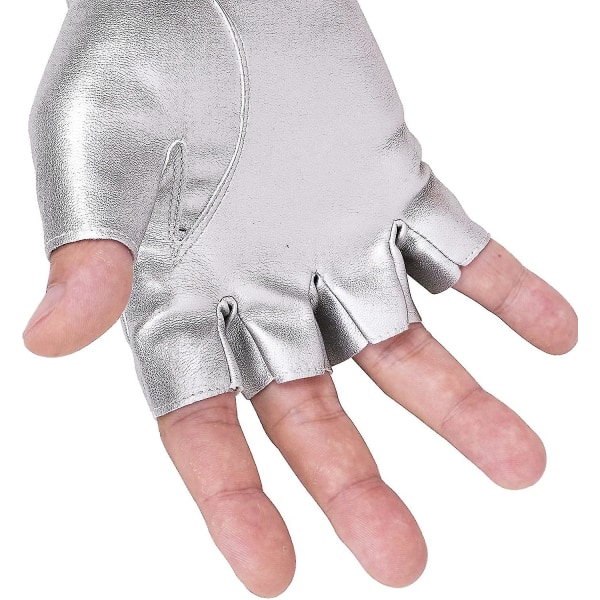 Män Pu Läder Punk Half Finger Snap Performance Handskar