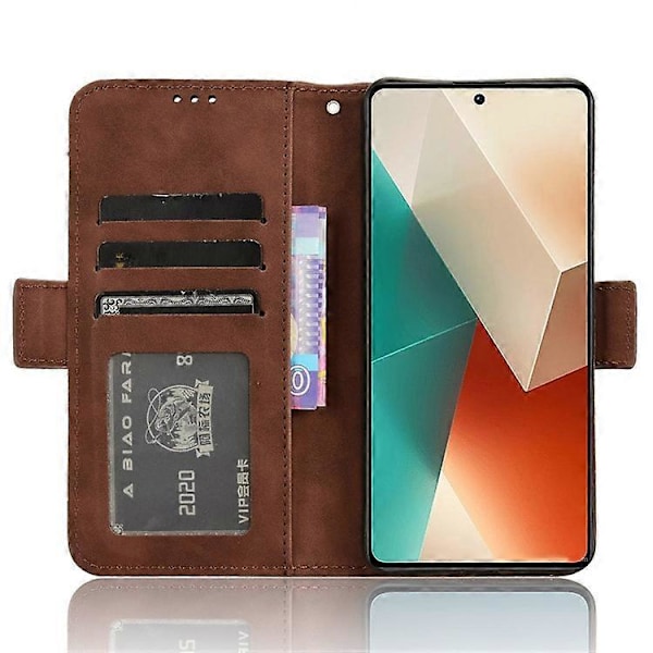 Kompatibelt Skal för Xiaomi Redmi Note 13 5G Slim-Fit PU Läder Telefonställ Plånboksfodral Brown