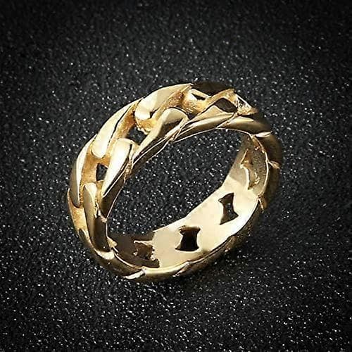 Herr Rostfritt Stål 7mm Bred Kubansk Länk Kedja Ring
