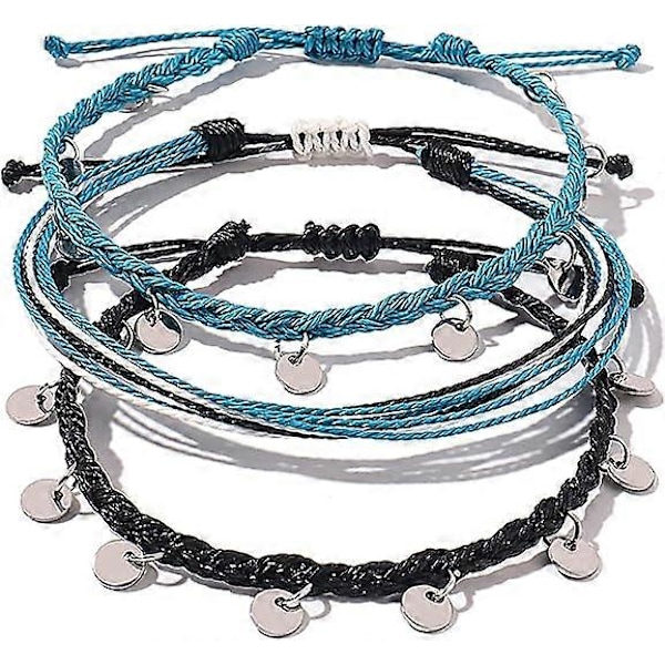 String Ankel Armbånd Vandtæt Reb Ankelkæder Flettet Strand Boho Mønt Ankelkæder Søde Venskabsfod Smykker til Kvinder Teen Piger