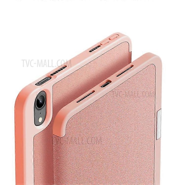 DUX DUCIS Domo Series Auto Wake/Sleep Stöttåligt Läder Tri-fold Ställ Tablet Fodral med Pennhållare Kompatibel För iPad mini Pink