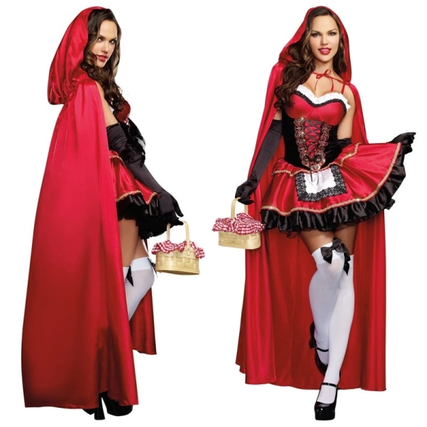 Rødhettedress Voksen Halloween Cosplay for kvinner style 1 M