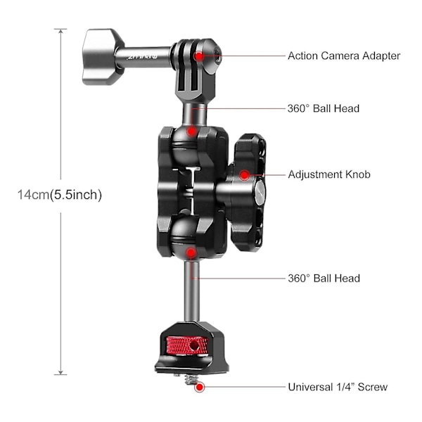 Magic Arm Multi-way Ball Aluminiumlegeringsfäste
