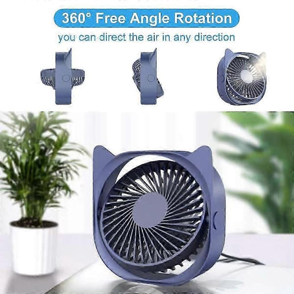 USB Bordventilator, med tre hastigheder, USB-drevet ventilator, Blå