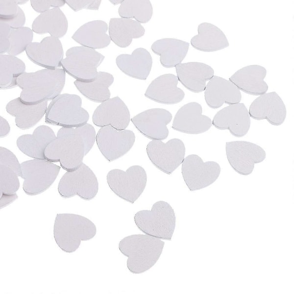 100 Stykker Hvide 21x20mm Mini Træhjerter Former Stykker Dekorationspynt Kunsthåndværk Kortfremstilling Scrapbooking Bryllupsgaver