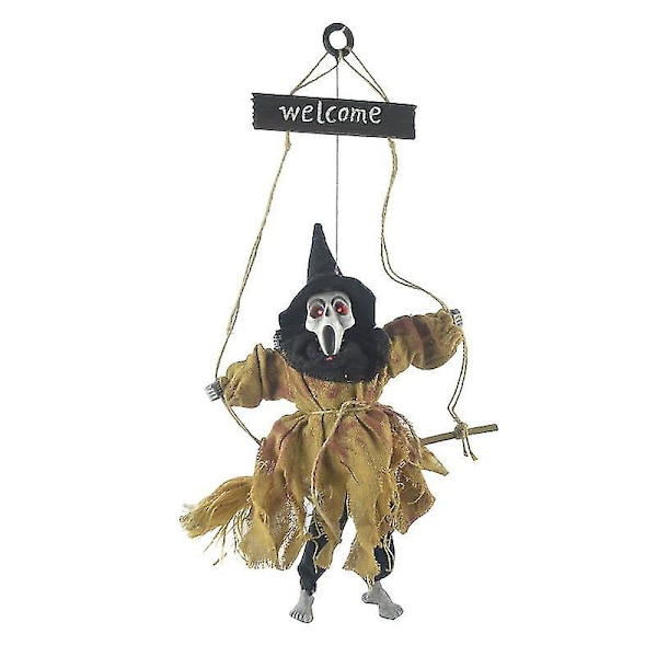 Halloween Nattklubb Dekor Hengende Spøkelse Heks (gul) 1 Stykke bd