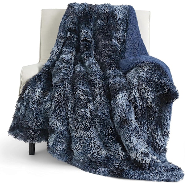 Blød Fuzzy Faux Fur Plaids Grå  Hyggelig, Fluffy, Plys Sherpa Fleece Plaids, Pelset, Luv Tæppe til Sofa, Seng, 50x60 Tommer, 640 GSM