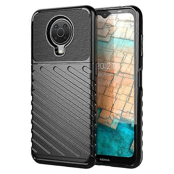 Thunder Series Twill Tekstur Mykt Deksel TPU-deksel Kompatibelt for Nokia G10 / G20 Black
