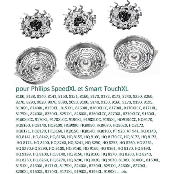 Poweka Hq9 Vaihtoterä sähköparranajokoneeseen, yhteensopiva Phili-ps Norelco Speed-xl Hq9020 Hq9070 Hq9080 Hq9090 Hq9161 Hq9190 Hq9199 Pt920 -parranajokoneen kanssa