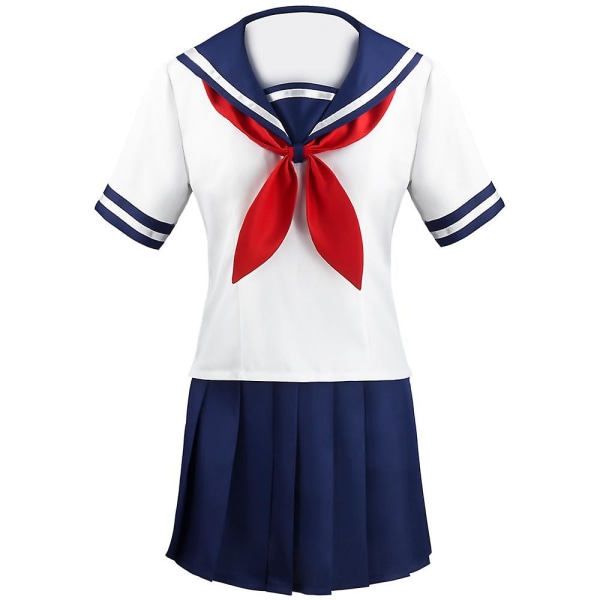 Yandere Simulator Ayano Aishi Cosplay Puvut Peli Anime Girls Jk Uniform Outfit Sailor T-paita hameella Musta peruukit Set Party M