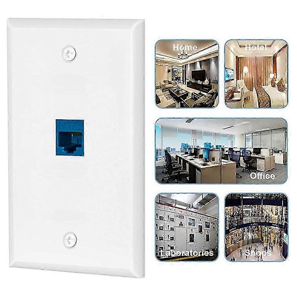 5 Pakkausta Cat6 Ethernet Seinälevy Pistorasia 1 Portti RJ45 Verkko Naaras-Naaras Seinäliitin Jack Plat