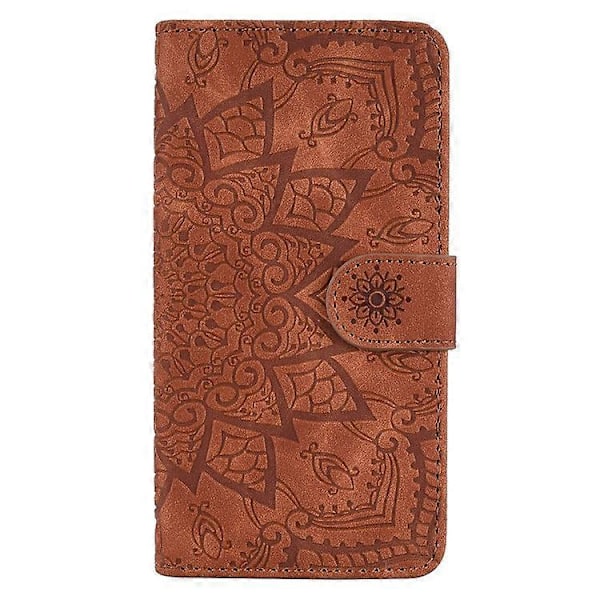 Imprint Mandala Kukka Jalusta Lompakko Nahkakotelo Suojakuori Yhteensopiva Samsung Galaxy A50/A50s/A30s:lle Brown