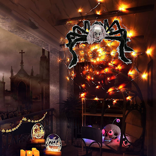 Halloween Dekorasjon Spøkelseshode Edderkopp, 1 Stor Skummel Skjelett Edderkopp, Halloween Furry Edderkopp Skumle Fake Rekvisitter For Innendørs Utendørs Hage Plen Hjem Hol