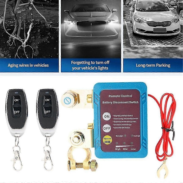 12V 240A Fjernstyrt Batteri-avbryter Automatisk Strømavslutning Fjernkontrollbryter Auto