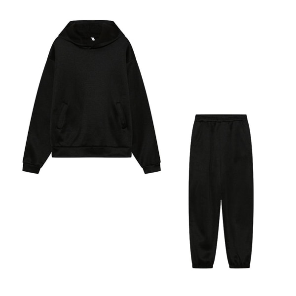 Naisten huppari + joustava set Activewear Black 3XL