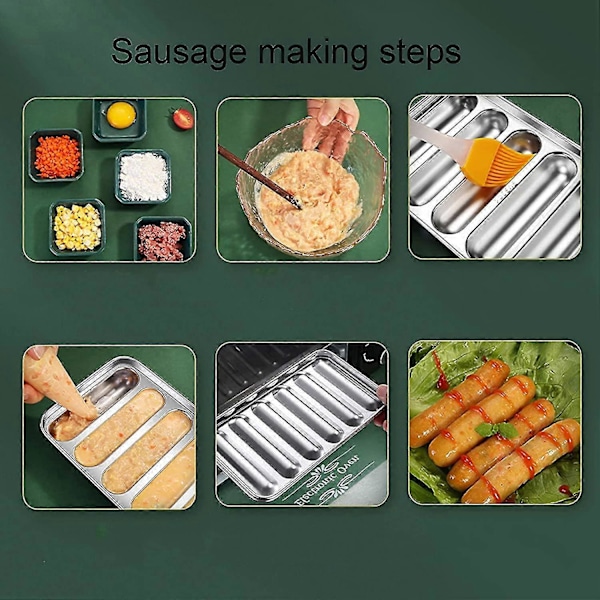 Hotdogform, 6-hulrums 304 rustfri stål pølseform