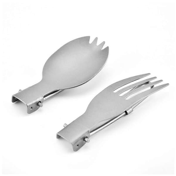 Vikbara Bestick Titan Portabel Gaffel Tålig Camping Picknick Utrustning Silver 14.4x2.9 Cm Utfälld Vikbar 1-pack