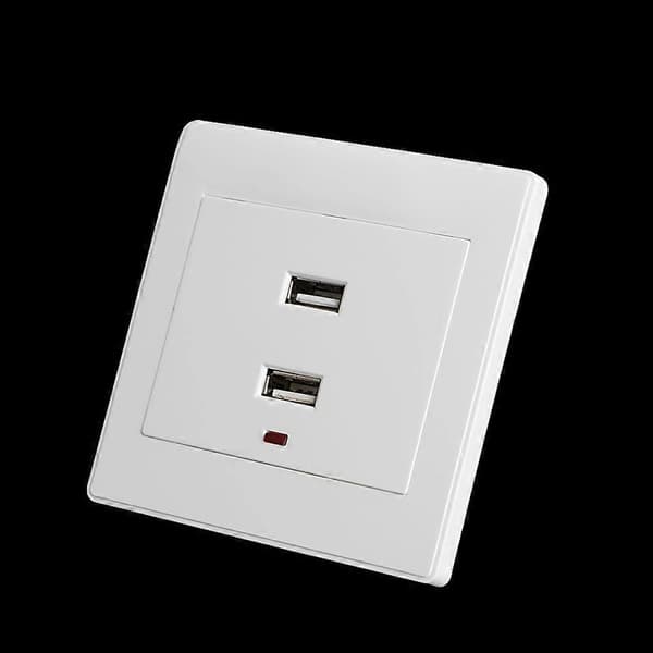 Dobbel USB Veggkontaktlader AC/DC Strømadapter Plugg Uttaksplate Panel