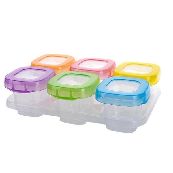 6 st 60 ml Matlådor för Barnmat, Frysförvaring, BPA-fria (Blandade Färger)