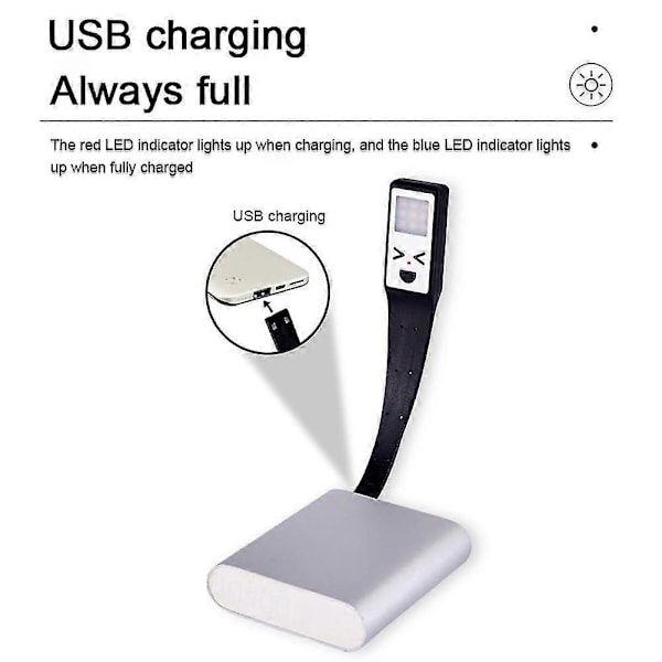 YJD-5335 Clip-On Boglampe Tre Farvetemperatur Lysstyrke Justerbar Læselampe