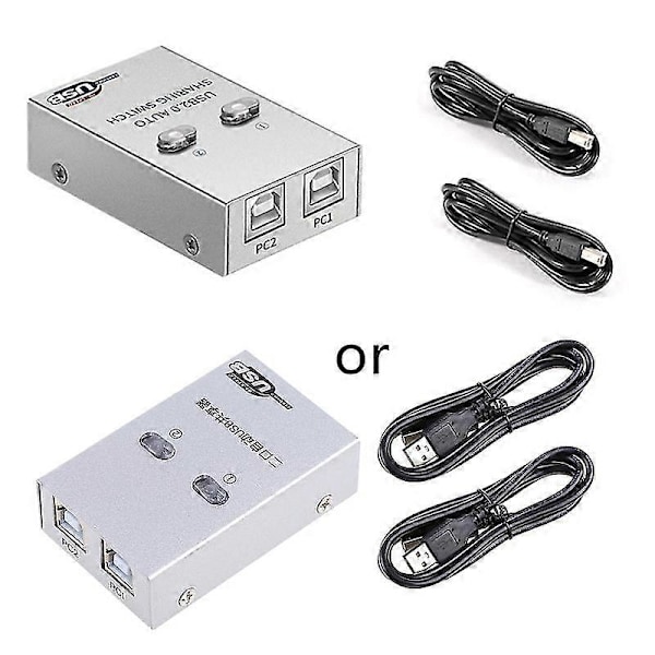 USB Printer Delingsenhed Dataoverførsel Splitter Auto Switch Hub 2 Ind 1 Ud