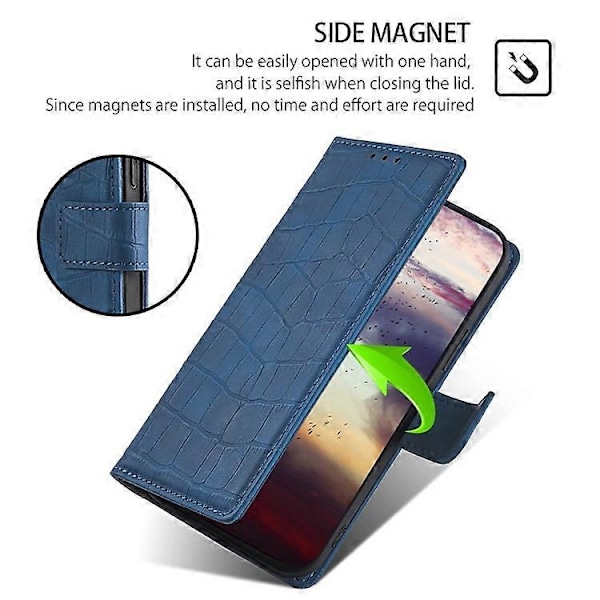 Krokodiltextur Plånboksfodral Kompatibelt För TCL 40R 5G, Hudvänlig PU Läder Stötsäkert Mobiltelefonskal Blue