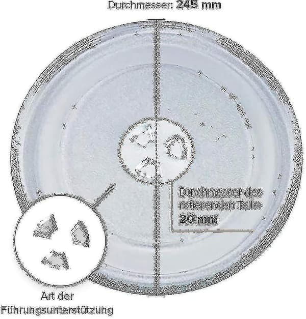 Universal Mikrovågsugnsglasplatta med 3 Fästen, 245 mm